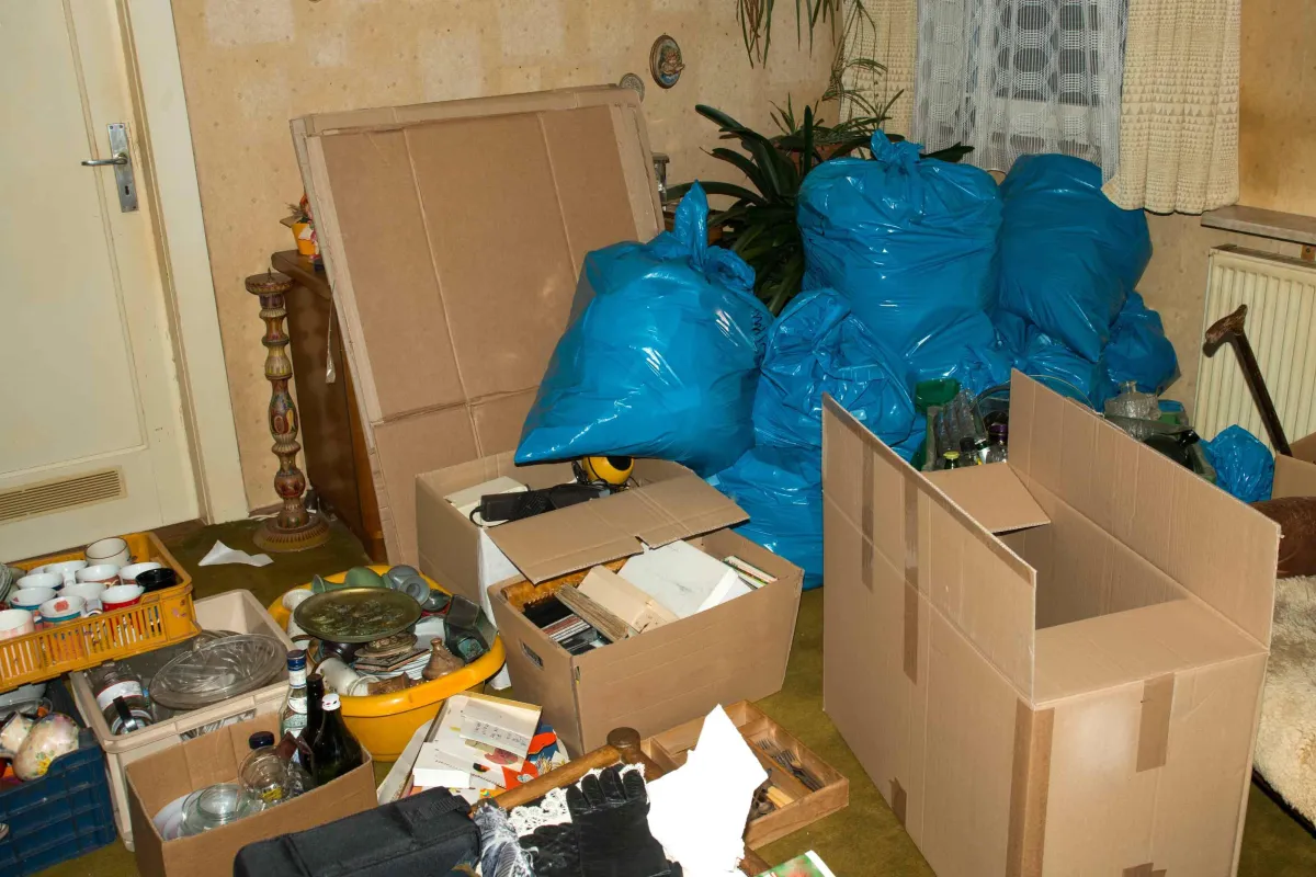 Teilräumung mit Müllsäcken und Kartons – punktuelle Entrümpelung einzelner Räume in Frankfurt.