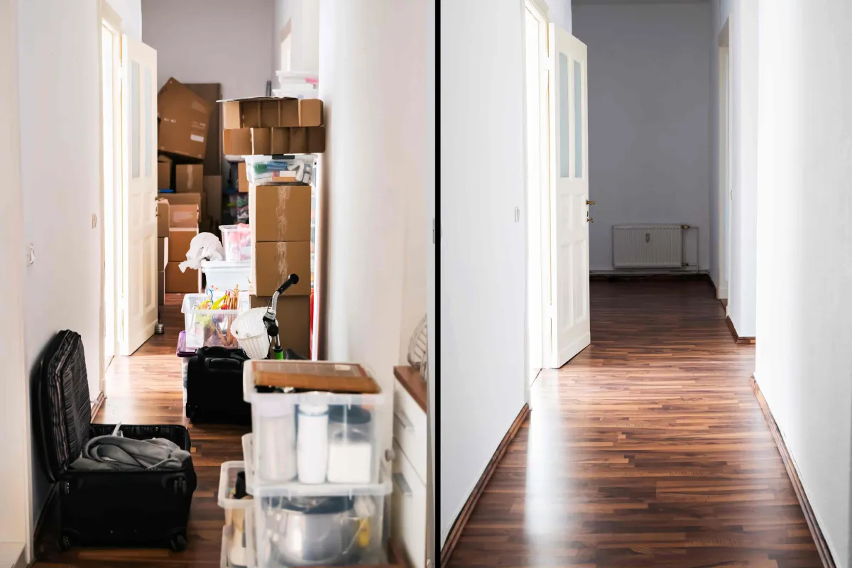 Vorher / Nachher – Entrümpelung in Frankfurt durch Biduch rund ums Haus