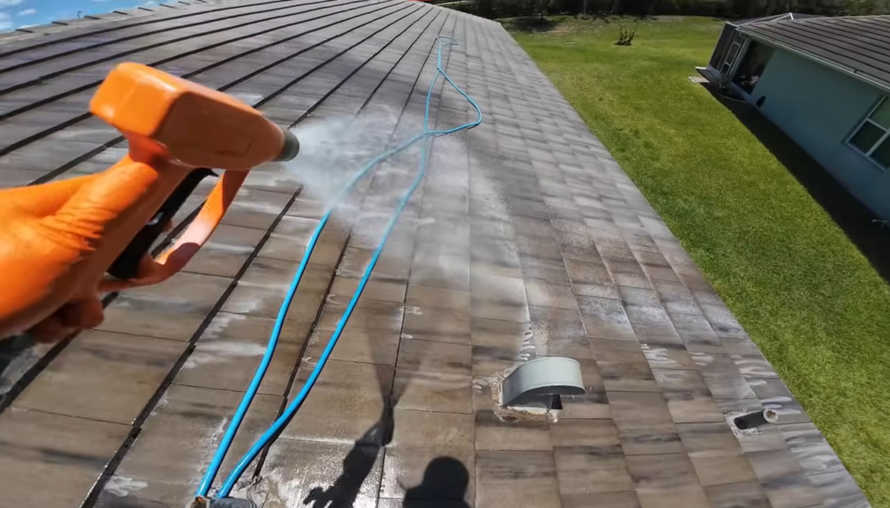 roof cleaning over the top