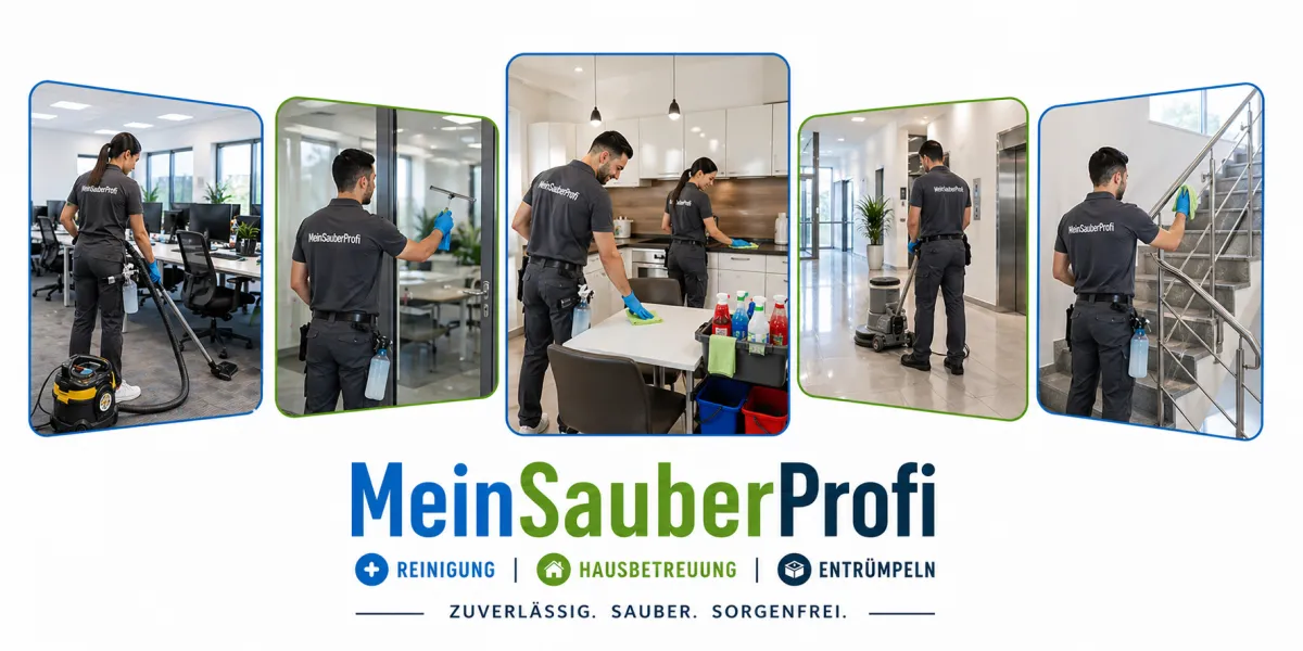 Professionelle Reinigungsfirma in Wien und Niederösterreich bei der Arbeit – Büroreinigung, Fensterreinigung, Hausbetreuung und Stiegenhausreinigung durch geschultes Team von MeinSauberProfi