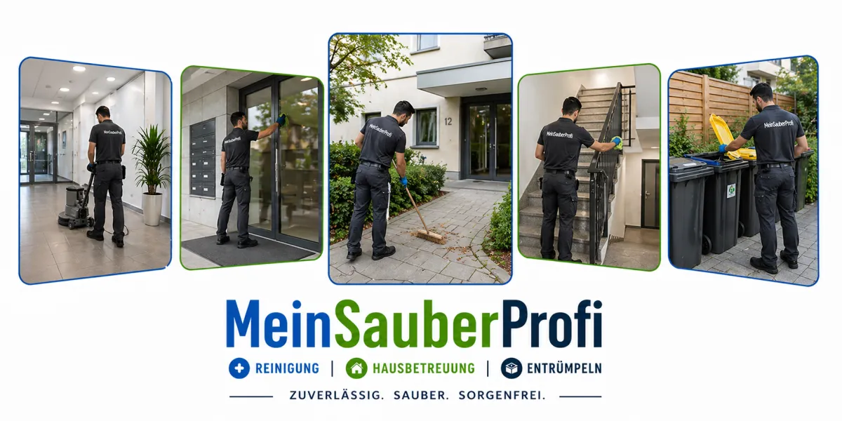 Hausbetreuung in Wien und Niederösterreich – professionelles Team von MeinSauberProfi bei der Pflege von Eingangsbereichen, Stiegenhausreinigung, Außenreinigung und Müllmanagement in Wohnanlagen
