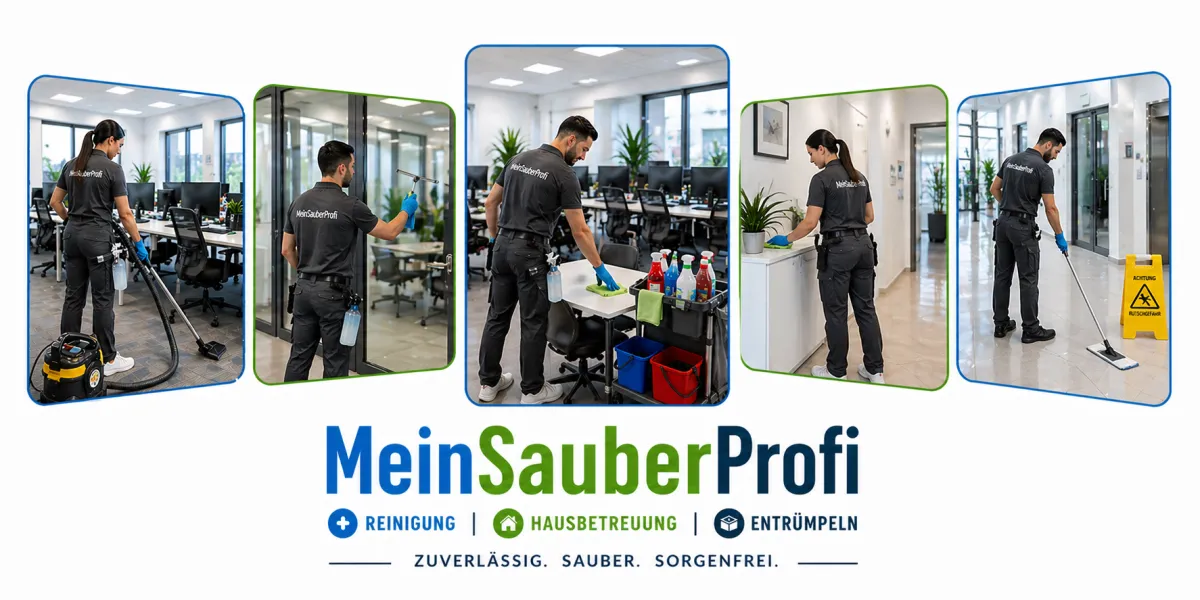 Unterhaltsreinigung in Wien und Niederösterreich – MeinSauberProfi Team bei regelmäßiger Reinigung von Büros, Böden, Oberflächen und Sanitärbereichen in modernen Arbeitsumgebungen