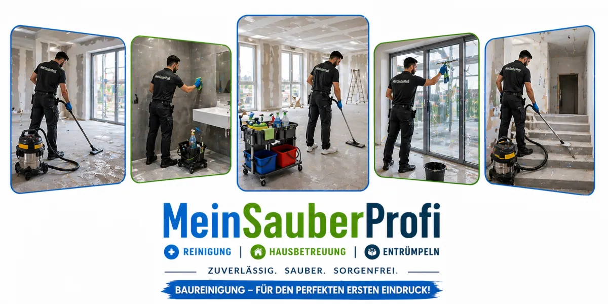 Baureinigung in Wien und Niederösterreich – MeinSauberProfi Team bei Entfernung von Bauschmutz, Staub und Rückständen sowie Reinigung von Böden, Fenstern und Oberflächen nach Bau- und Renovierungsarbeiten