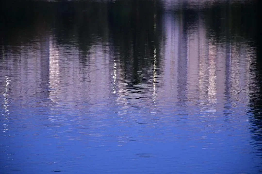 blue reflected in water