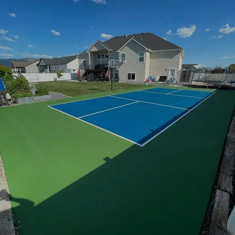 image of a residential pickleball court for topic about custom pickleball court installers
