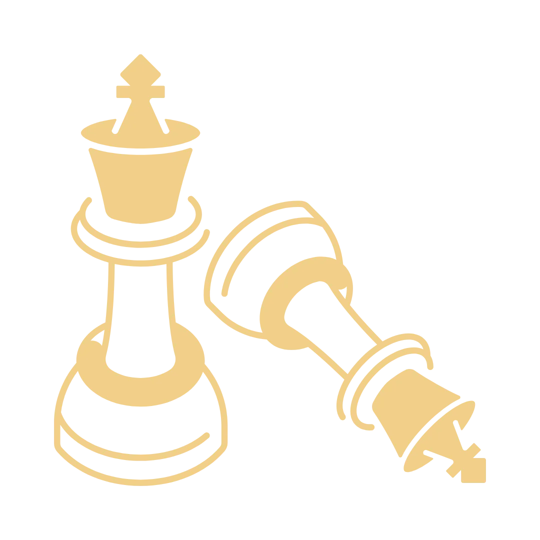 Gold checkmate chess icon symbolizing strategic thinking, decision-making, and control — part of The Focused Edge visual system