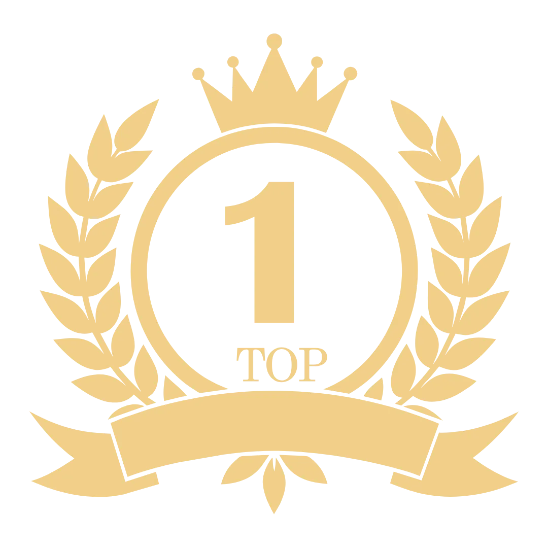 Gold laurel wreath and crown icon with ‘Top 1’ text, representing elite performance and top-tier achievement.