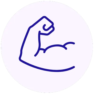 Circular white line-art icon of a radiation symbol crossed out