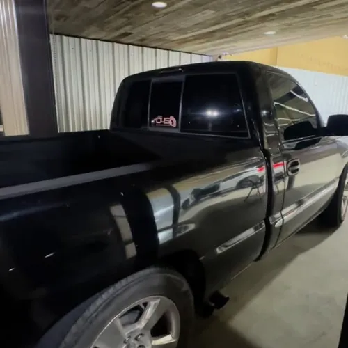 Black pickup truck window tint in Missouri City TX with privacy tint