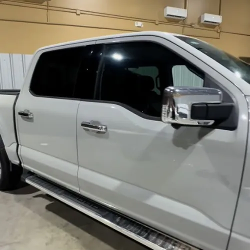 White Ford truck window tint in Sugar Land TX with premium tint film
