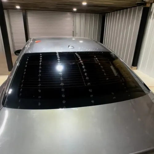Rear windshield tint installation in Houston TX with heat rejection film