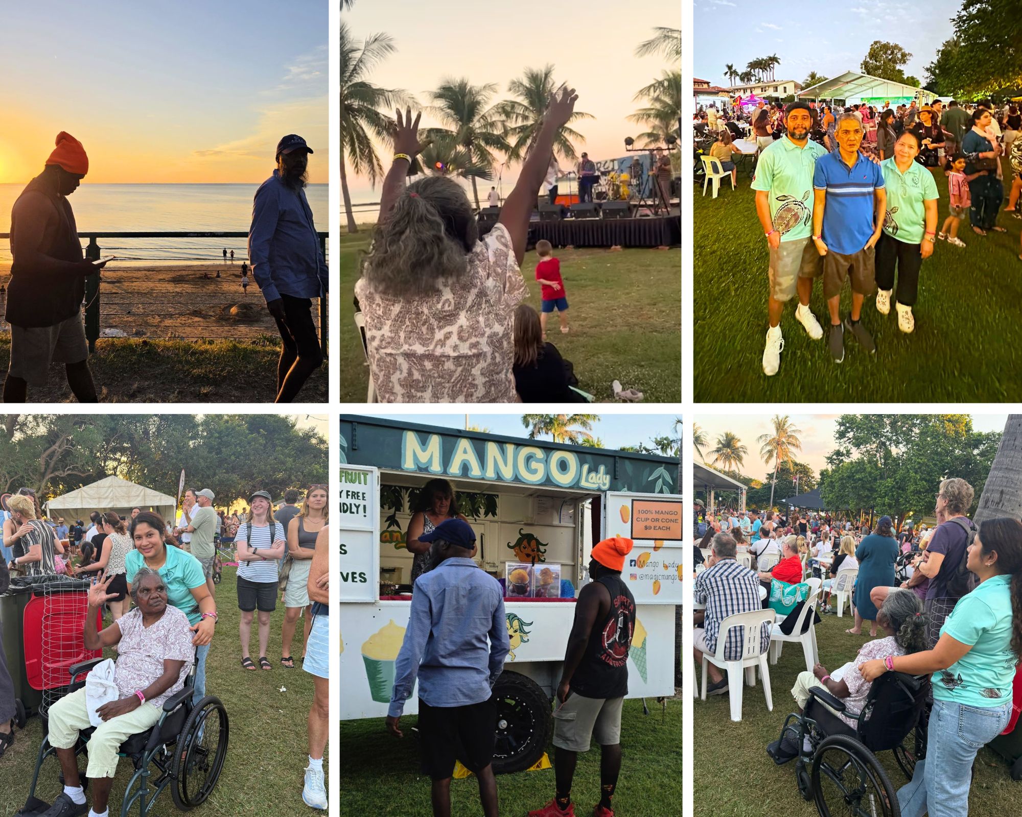   ACRS participants at the Nightcliff Seabreeze Festival and community outings in Darwin, May 2026