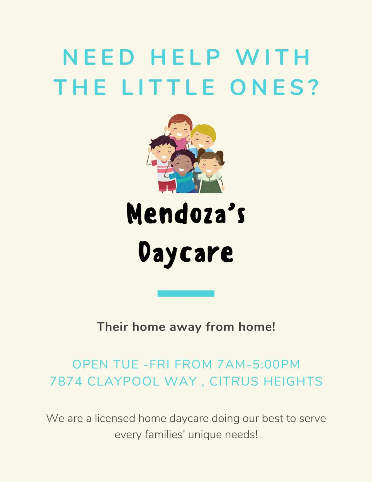 we are a licensed daycare in Citrus Heights doing our best to serve daycare 