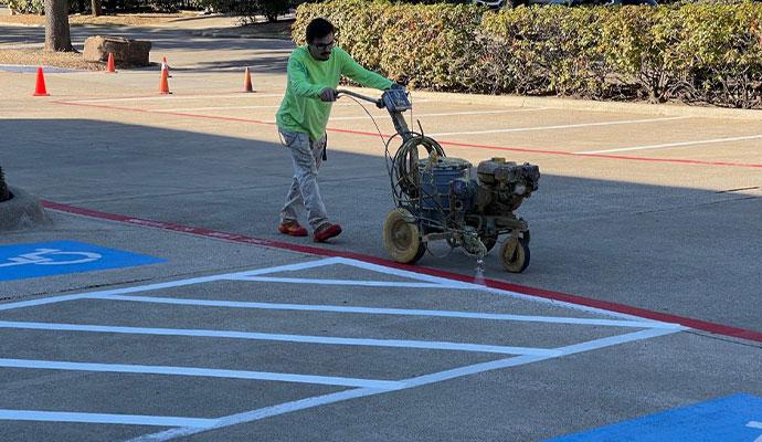 Fresh parking lot striping after asphalt paving in NJ