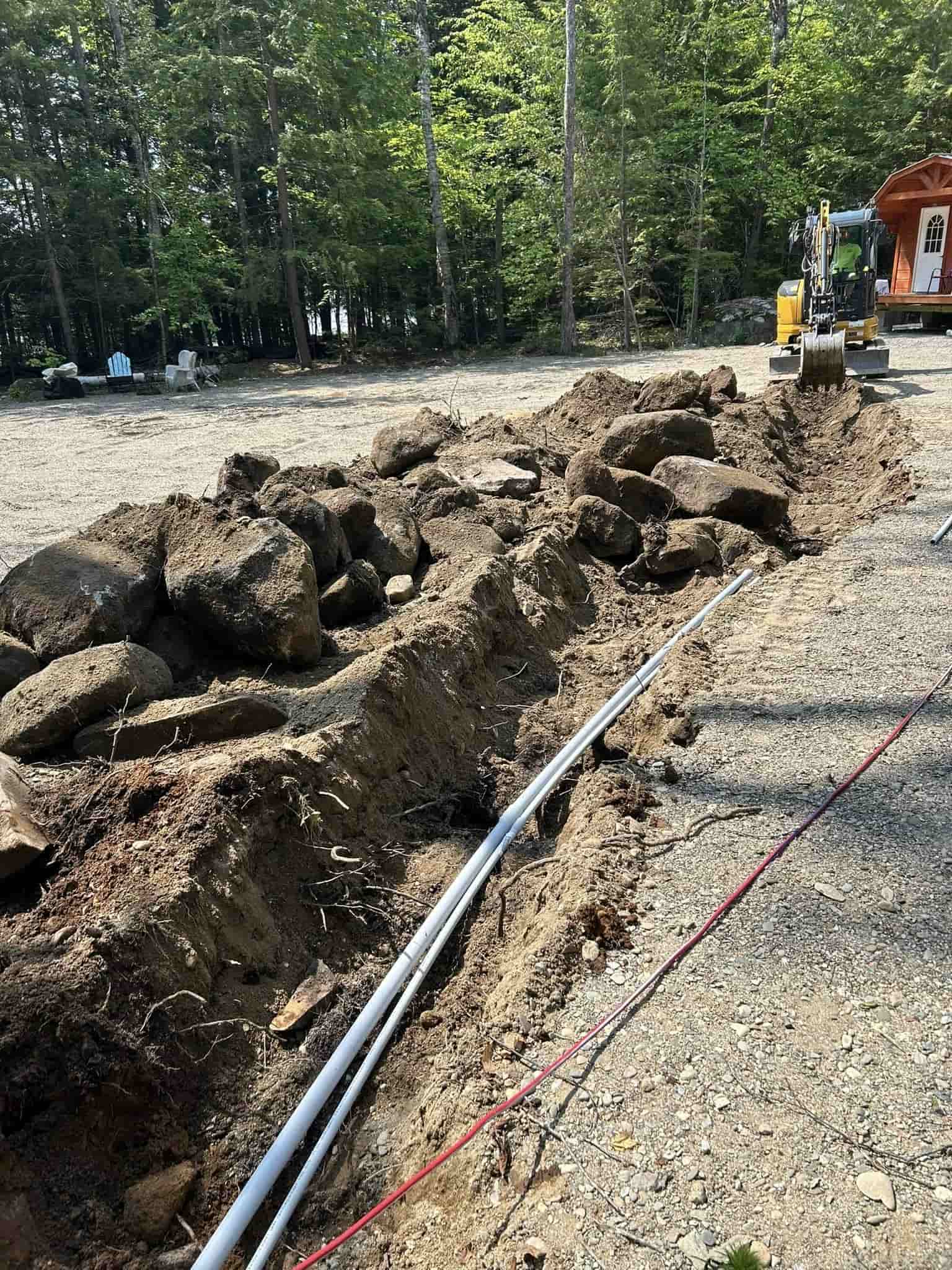 trench being dug in Ellsworth for underground utilities