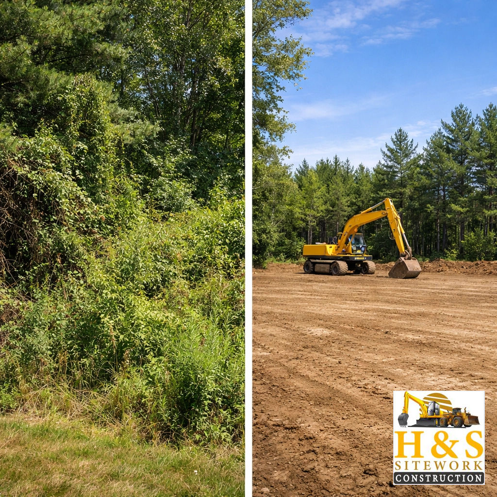 Land clearing for a new house in Hancock country, ME