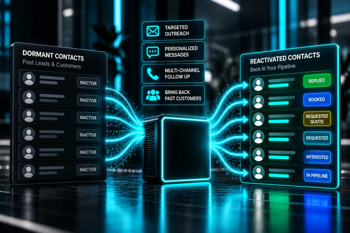 Dormant CRM contact database re-engagement matrix with predictive reactivation triggers