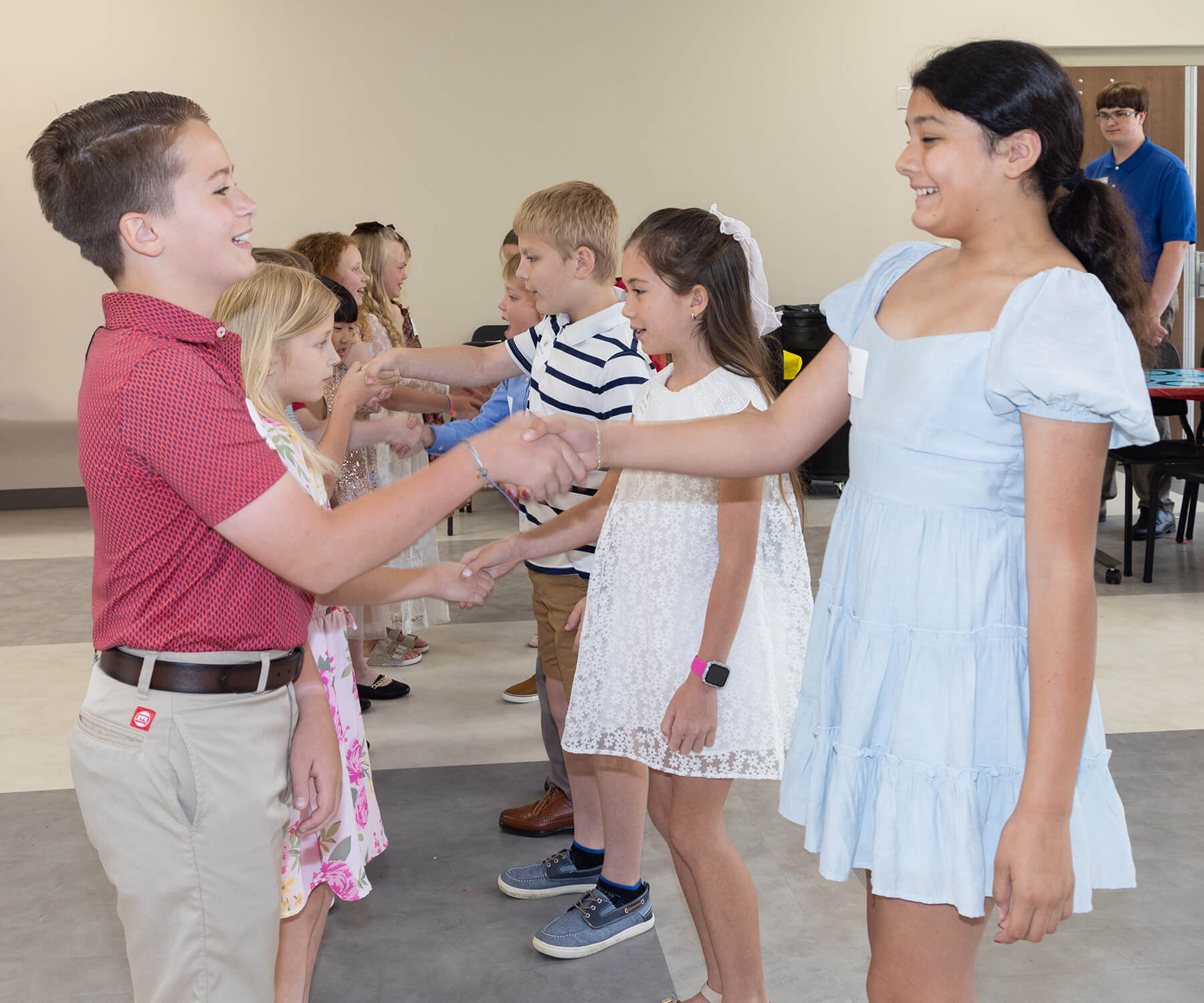 Pre-Cotillion Young children learning to shake hands and introduce themselves Franklin, TN 