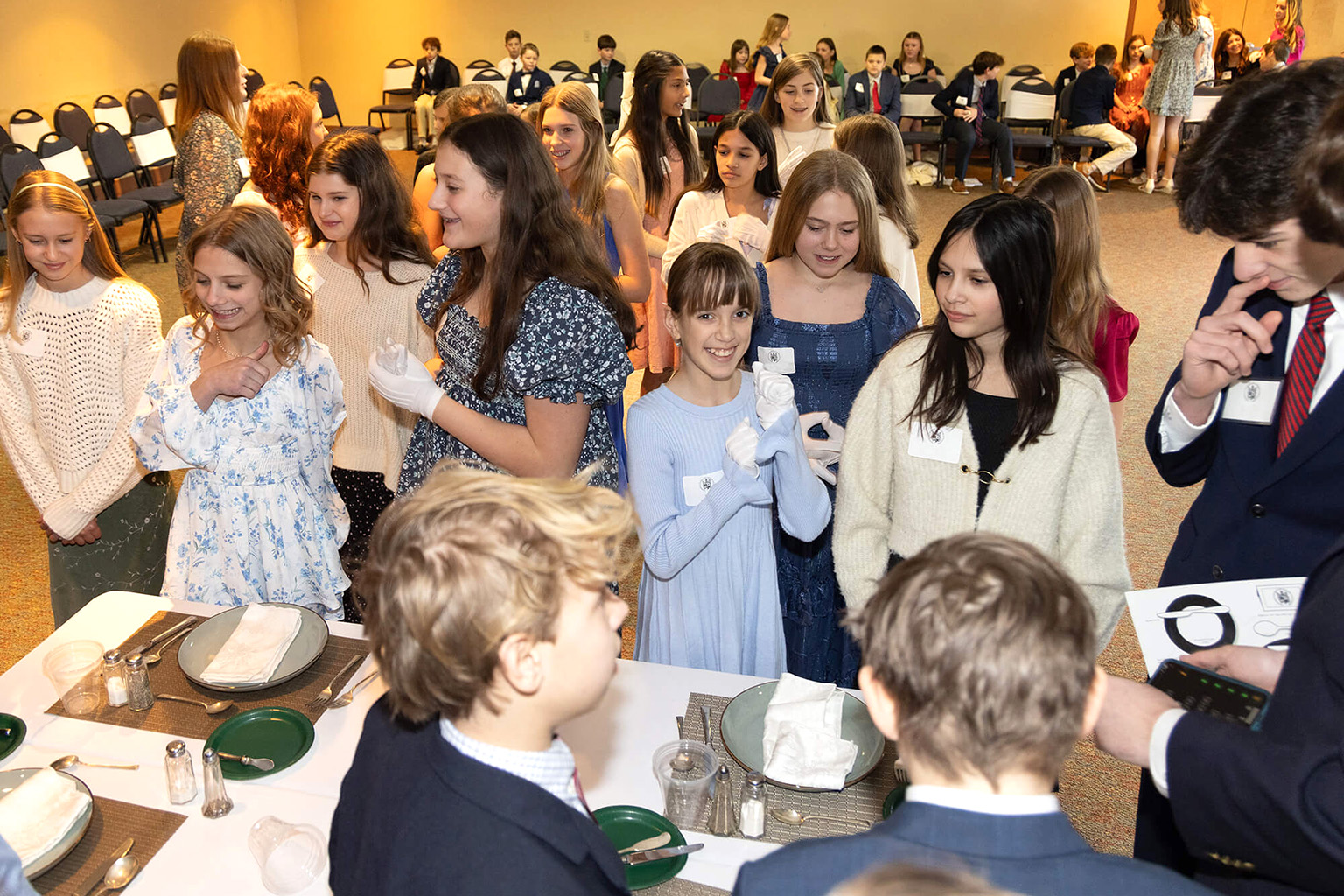 Elegant Ballroom with teen guests year II instructional dinner Junior Cotillion Nashville Table Manners Class
