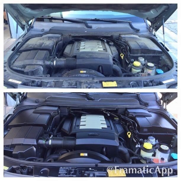 Engine bay cleaning service in Dallas TX - professional under hood degreasing and detailing