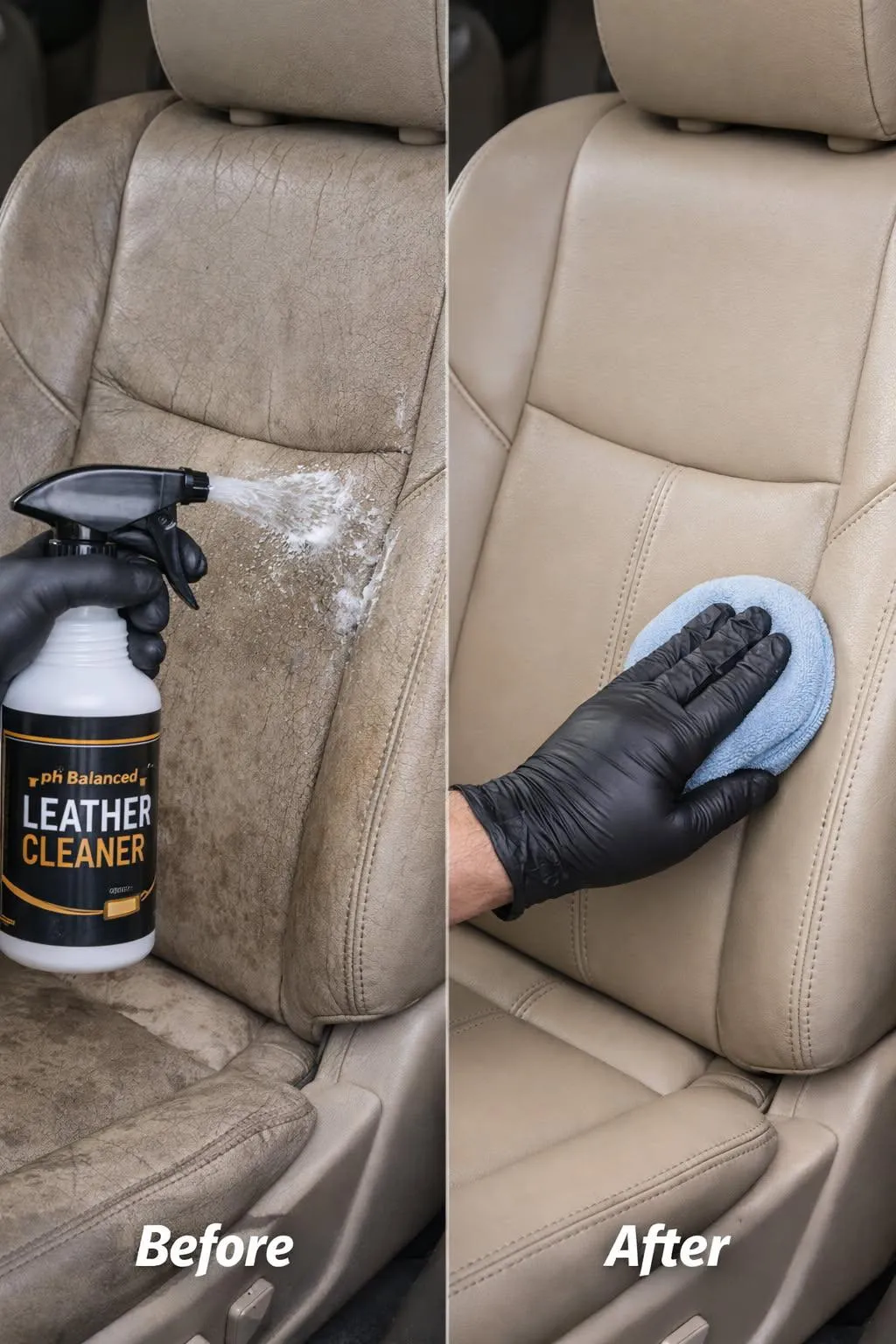 Leather car seat cleaning and conditioning service in Dallas TX - mobile auto detailing