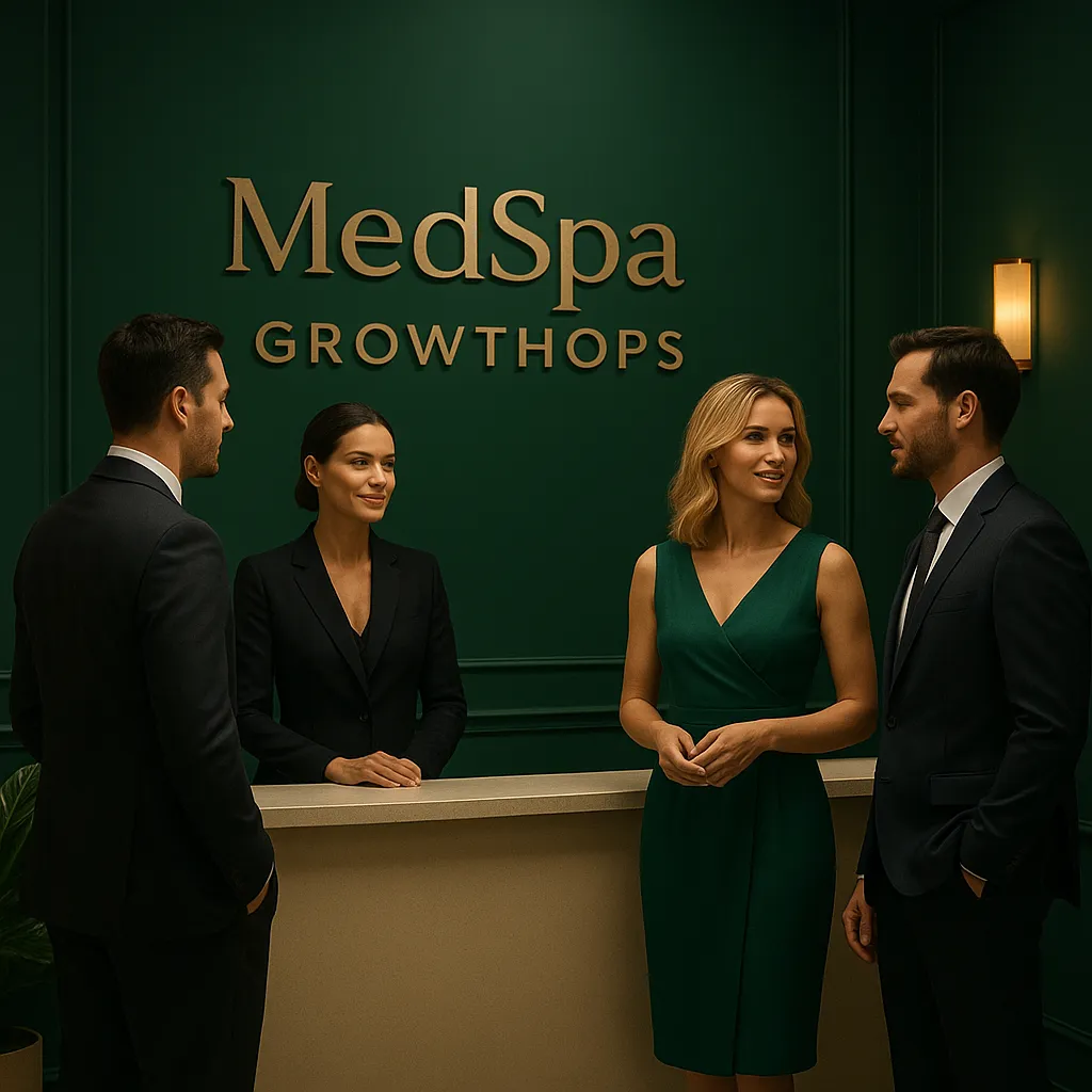 Team of professionals strategizing MedSpaGrowthOps.com — Emerald Edition solutions