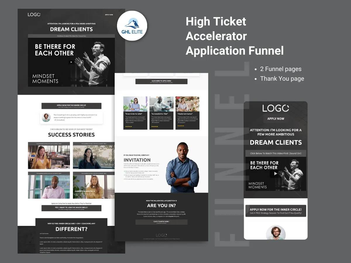 High Ticket Accelerator Application Funnel