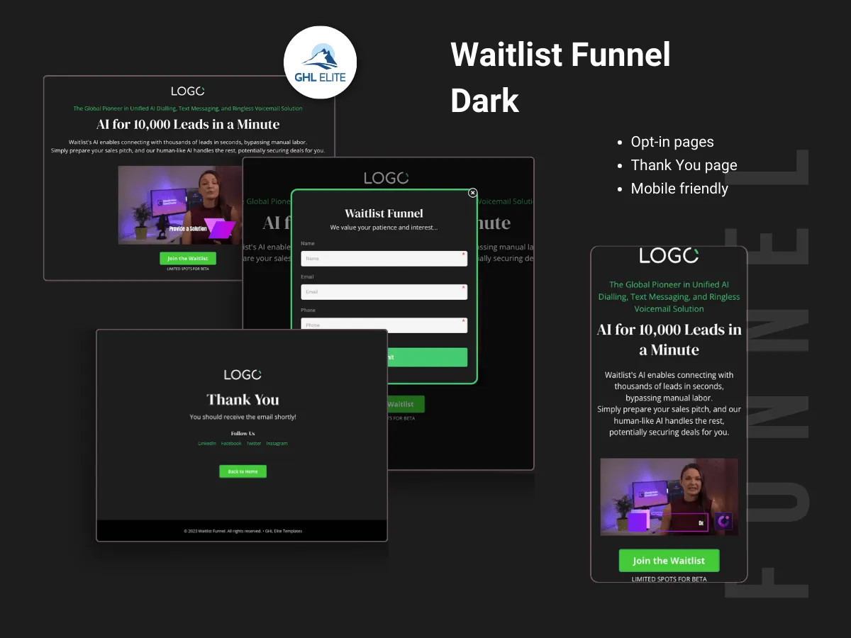 Waitlist Funnel (Dark)