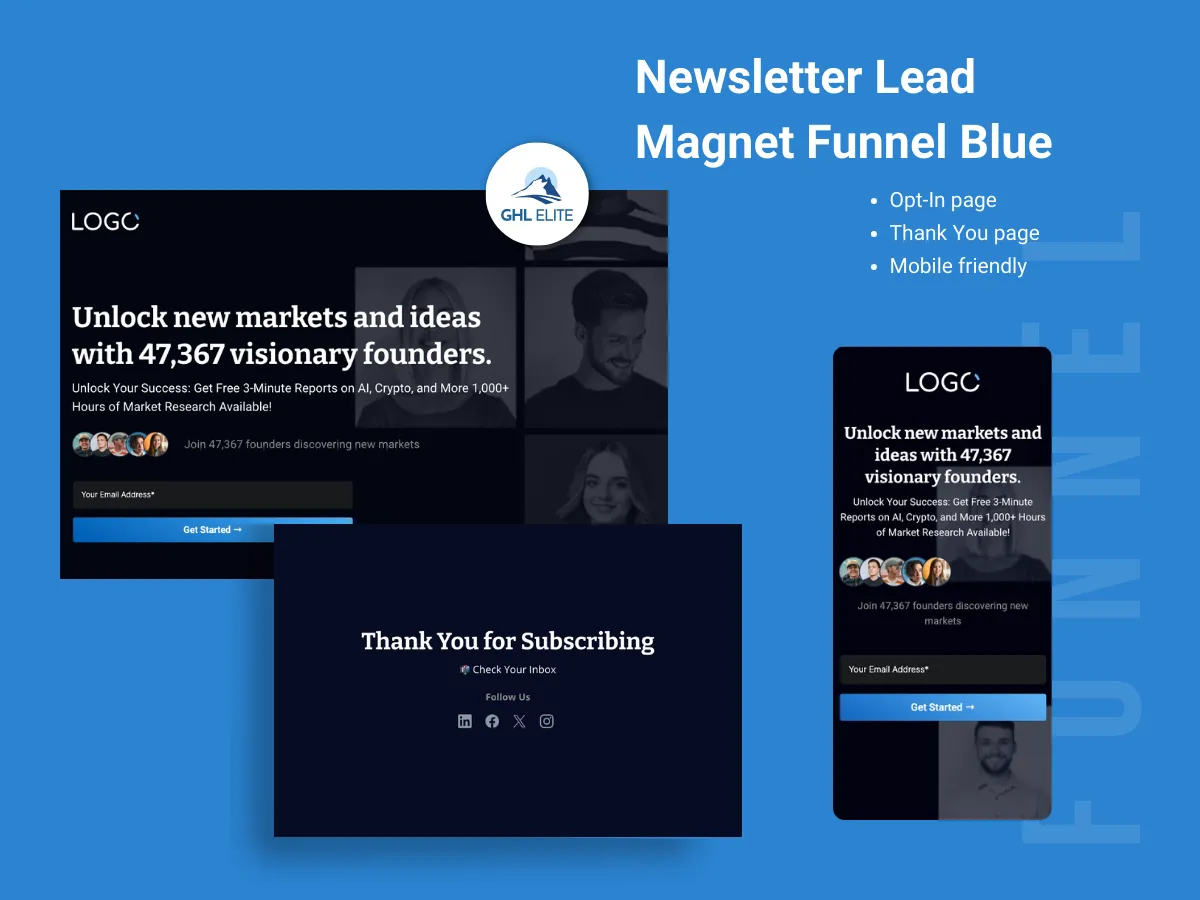 Newsletter Lead Magnet Funnel (Blue)