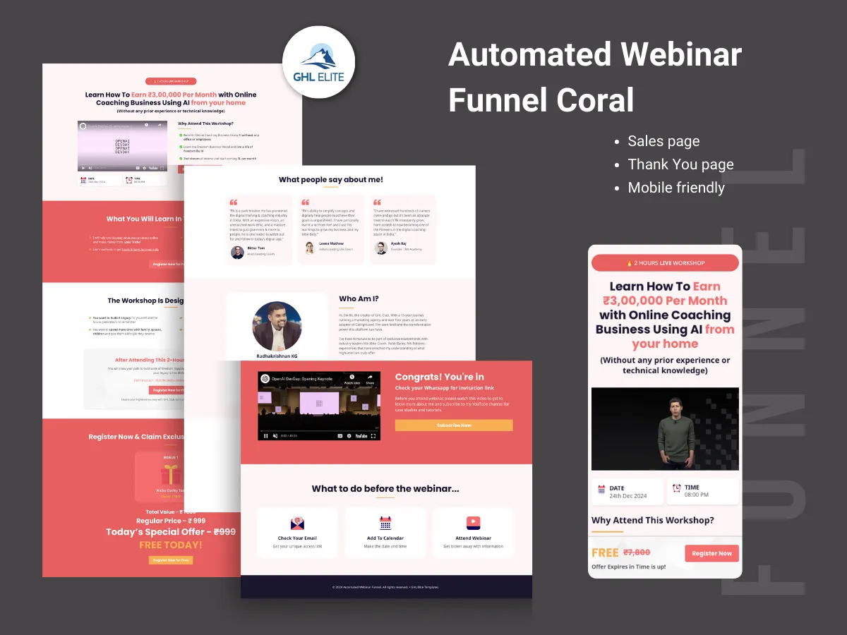 Automated Webinar Funnel (Coral)