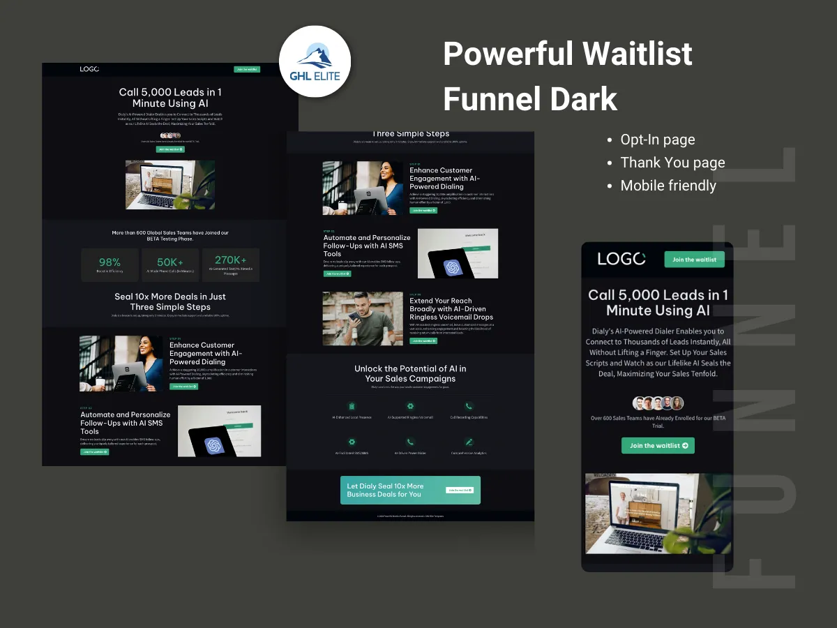 Powerful Waitlist Funnel (Dark)