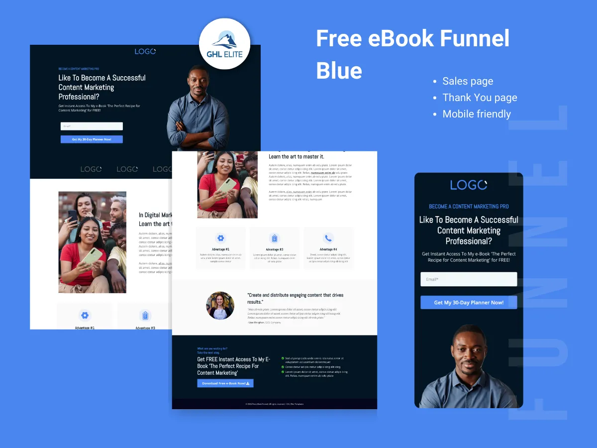 Free eBook Funnel (Blue)