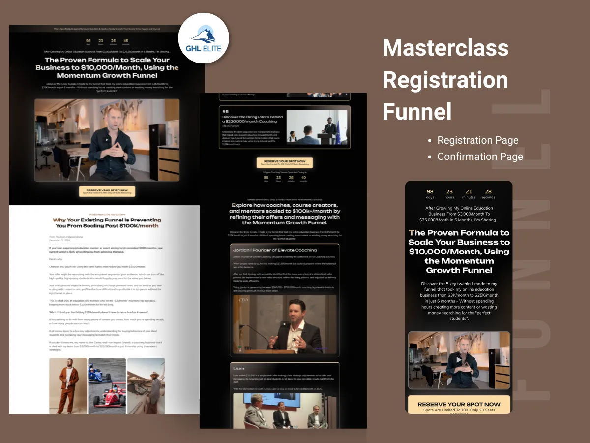 Masterclass Registration Funnel