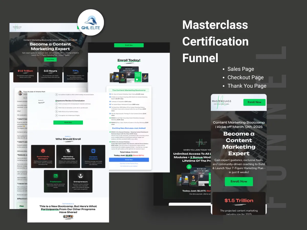 Masterclass Certification Funnel