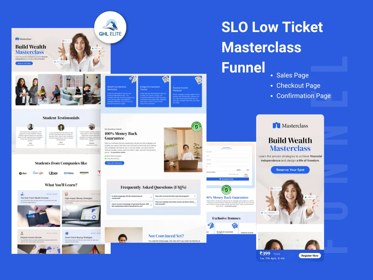 SLO Low Ticket Masterclass Funnel