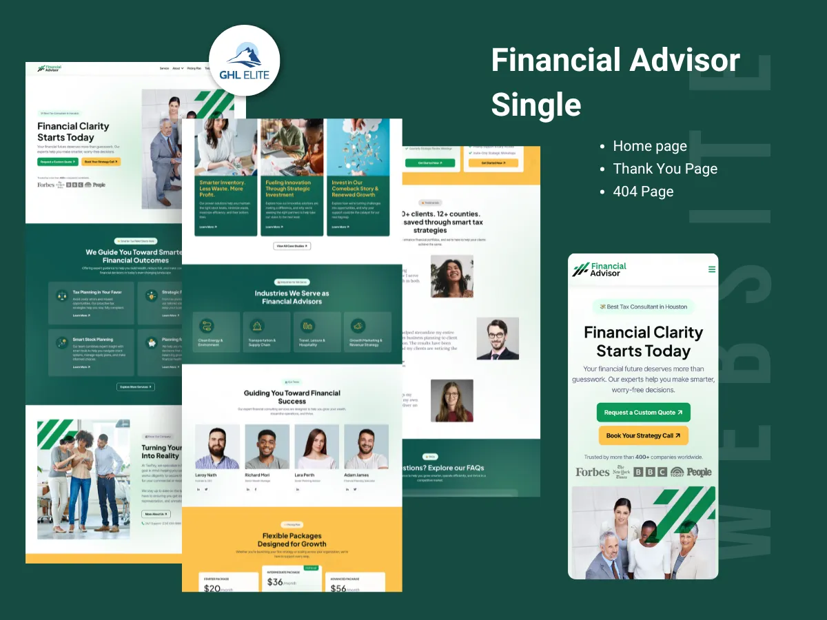 Financial Advisor Single Website