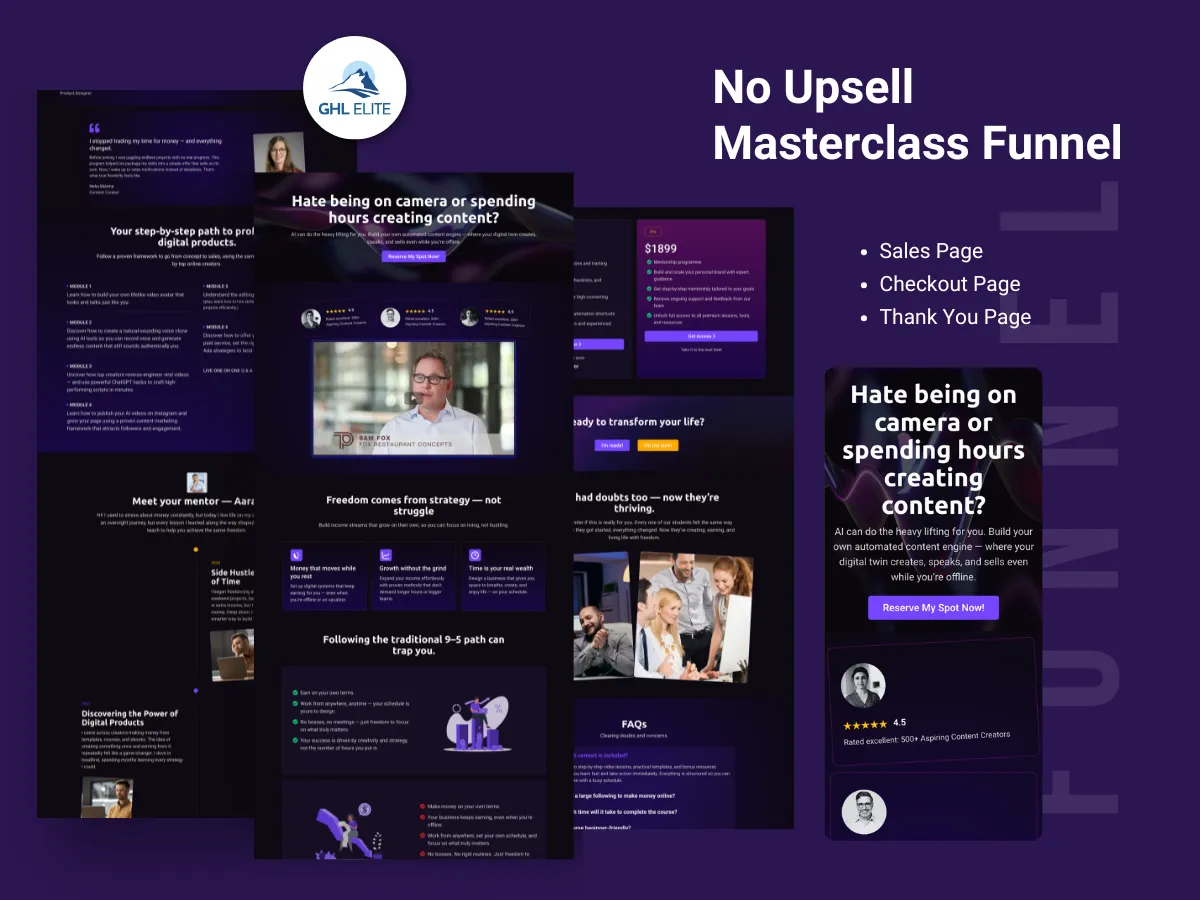 No Upsell Masterclass Funnel