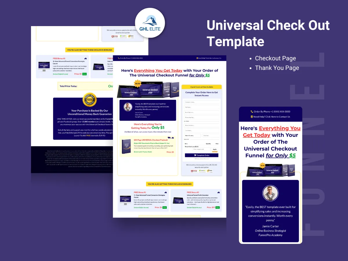 Universal Check Out Template