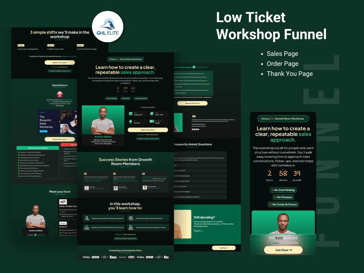 Low Ticket Workshop Funnel