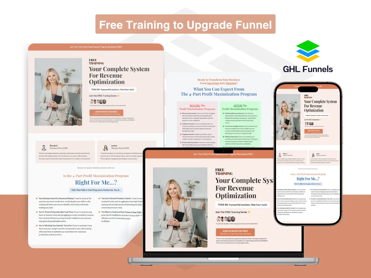 Free Training to Upgrade Funnel