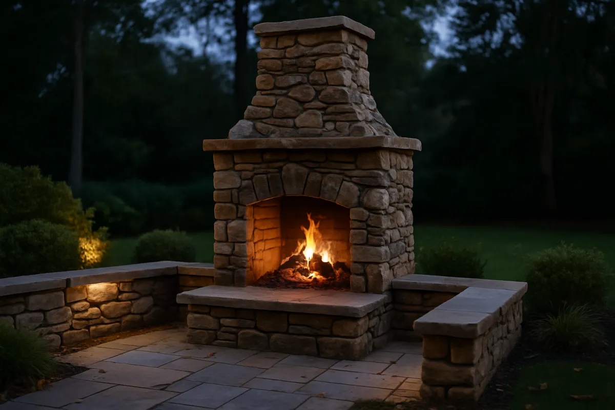 outdoor rock and stone fireplace f&f masonry
