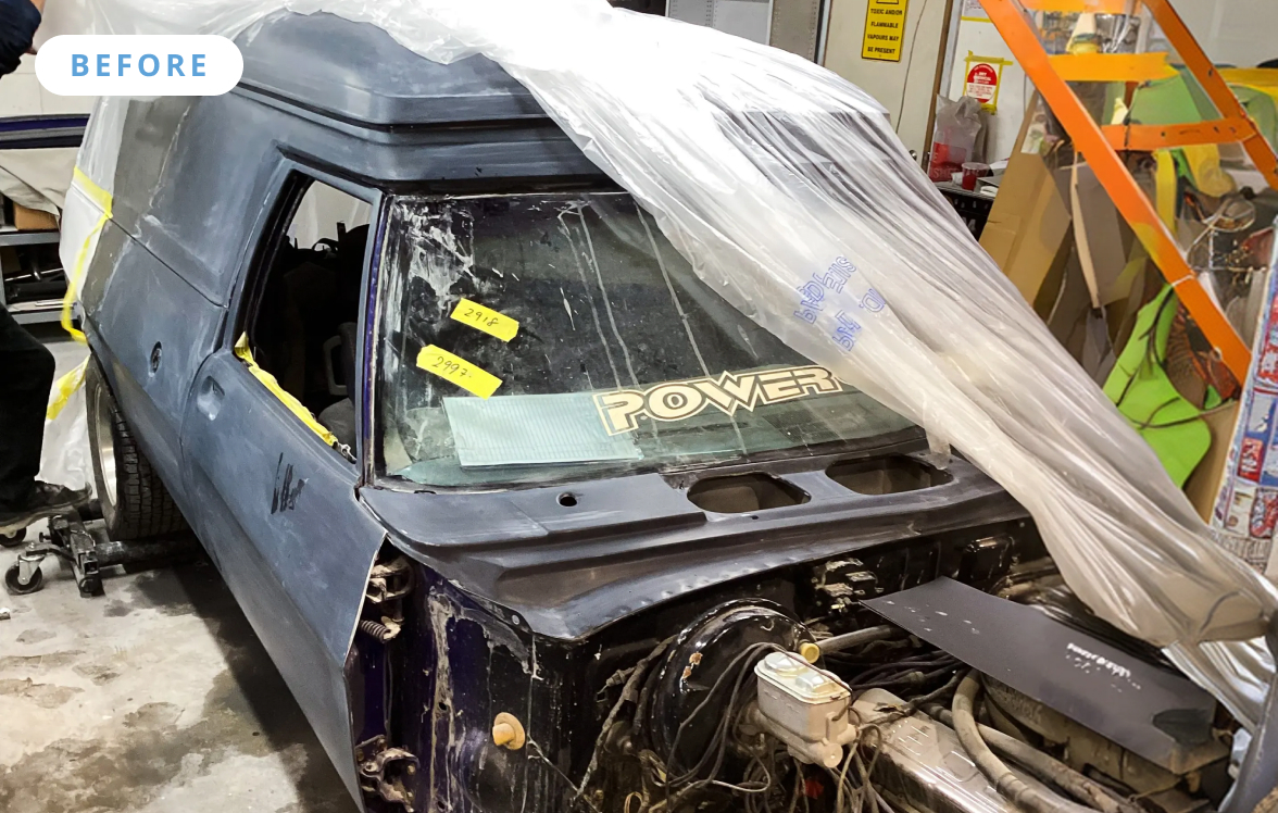Panel van stripped back before restoration