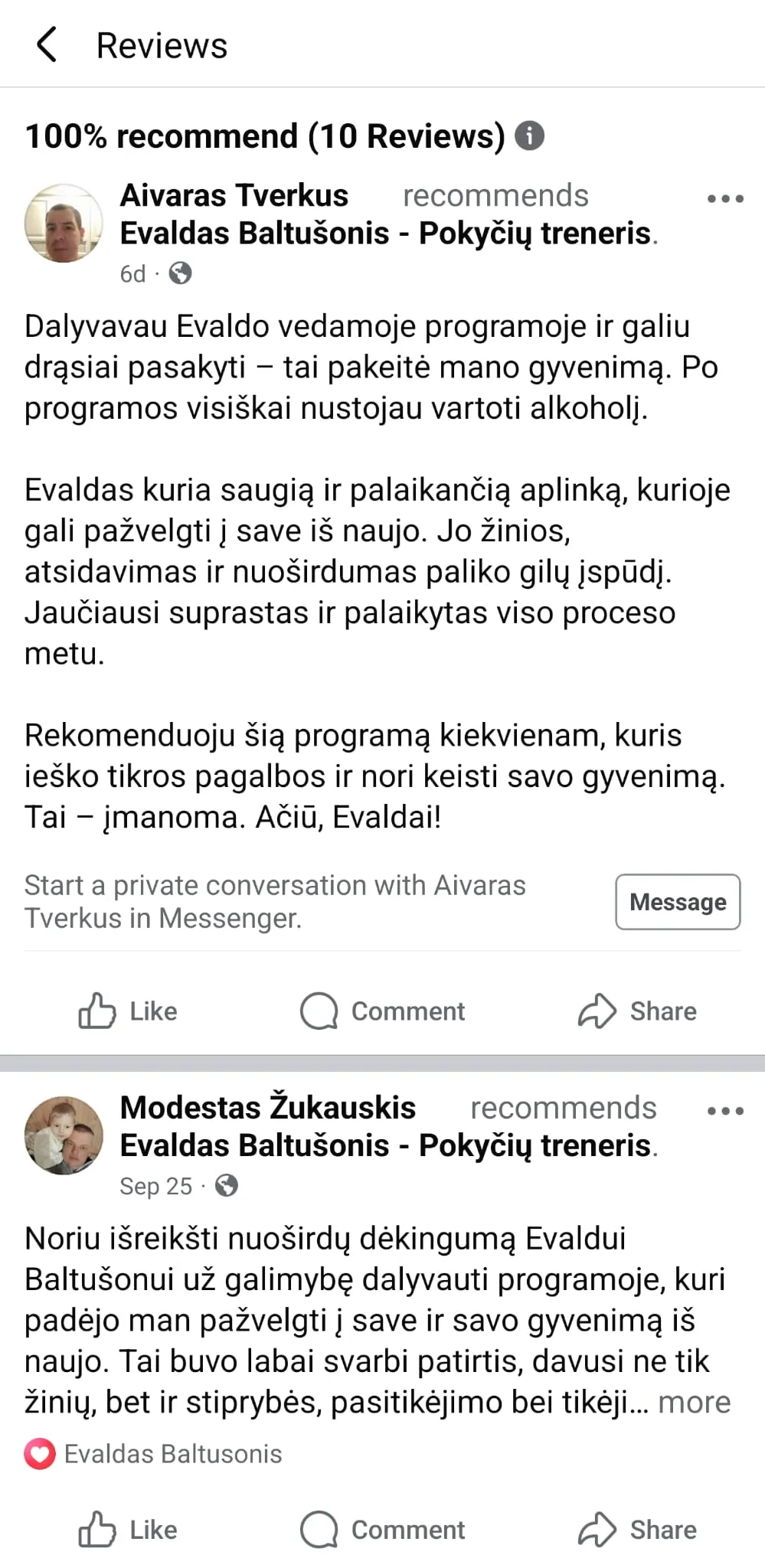 Atsiliepimas ekrano nuotrauka