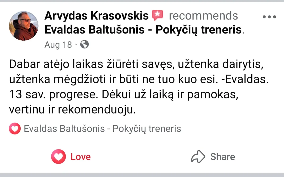 Atsiliepimas ekrano nuotrauka