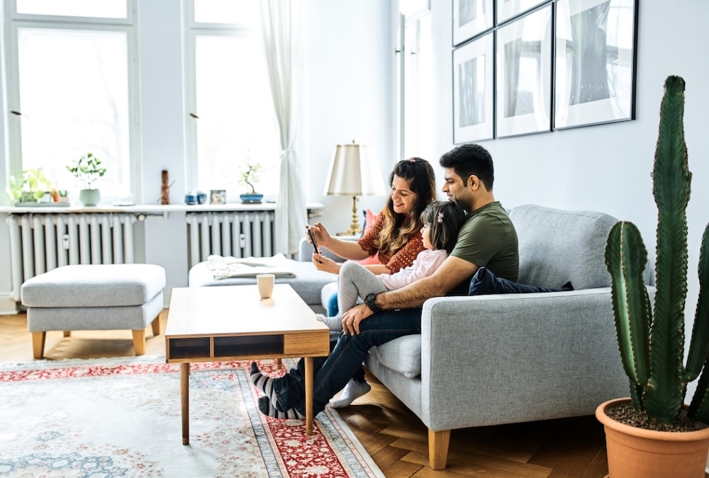Family enjoying their home with heating and air conditioning