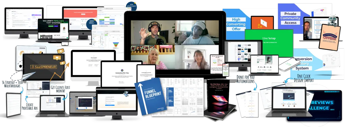 Included training, templates, tools, and bonuses collage