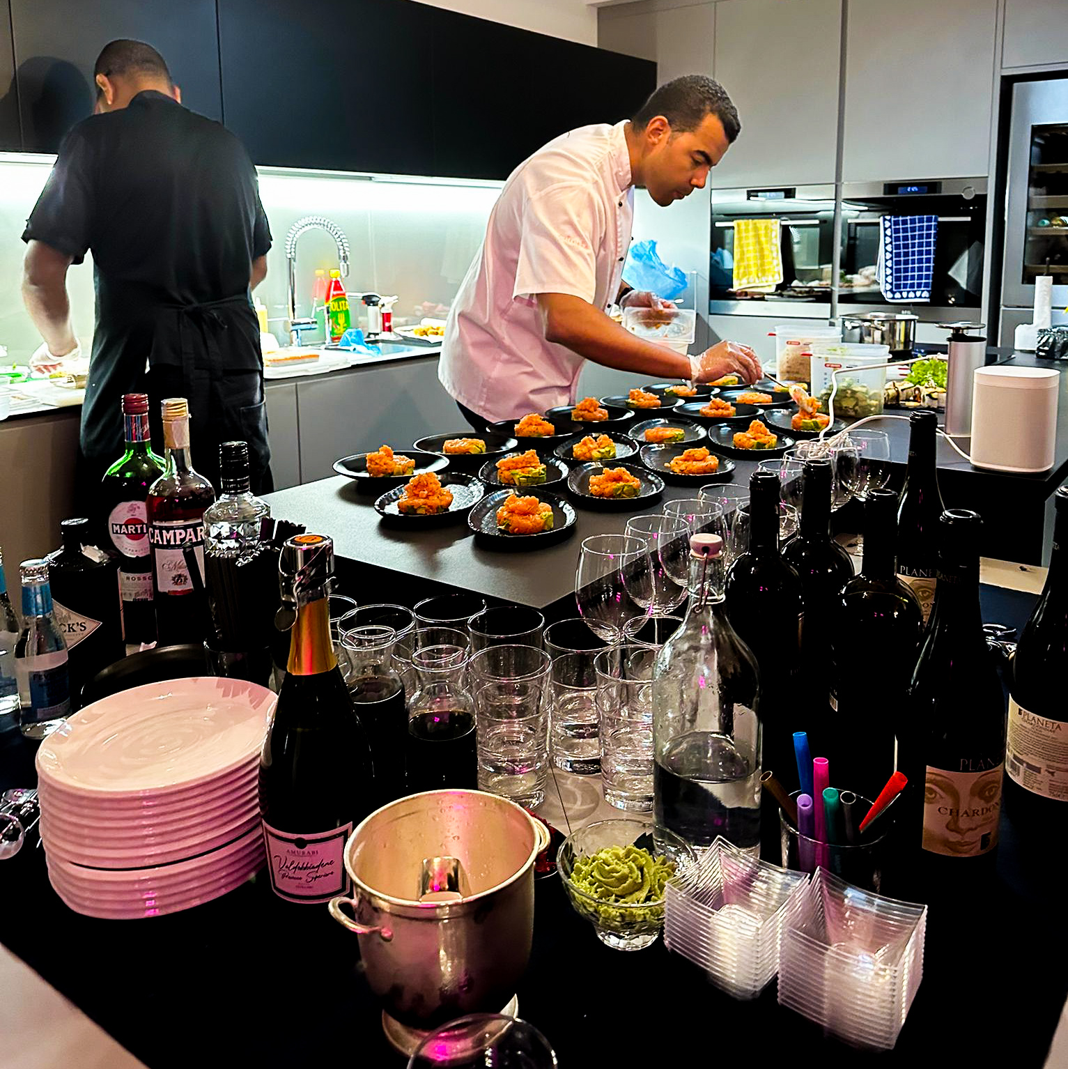 Appetizer on a table, ready to be enjoyed.