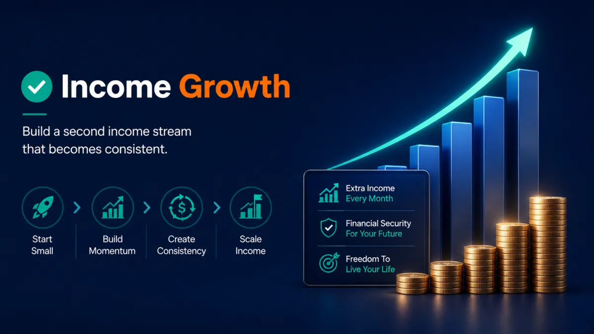 Visual representation of building consistent income streams over time