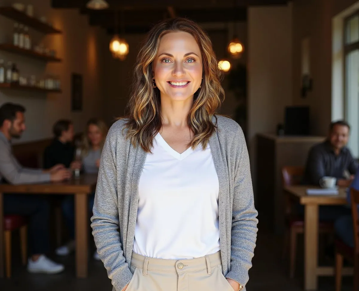 female in coffee shop