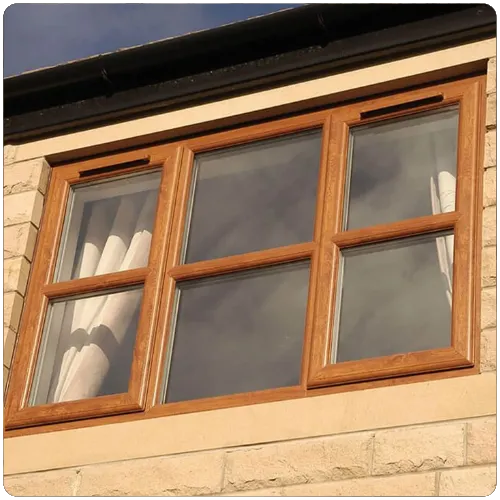 Golden Oak timber effect casement windows installed on a traditional Yorkshire property